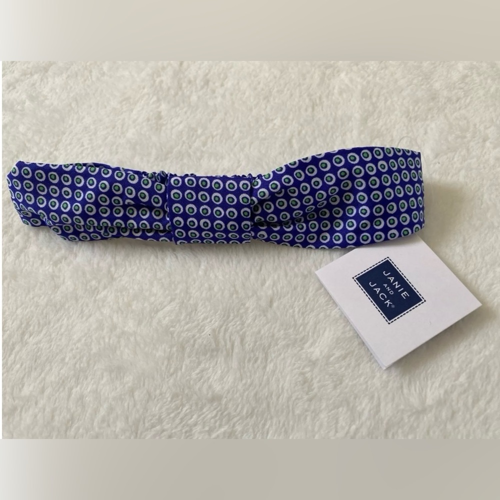 Janie And Jack Blue Poka Dot Knot Baby Girl Head Band One Size